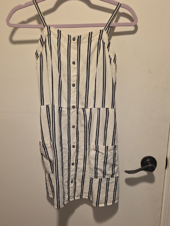 Abercrombie & Fitch Other - Abercrombie & Fitch White and Navy Striped Button-Front Sundress 008